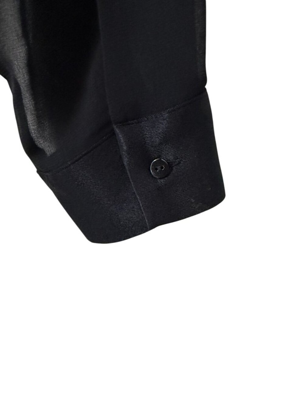 NWOT Zara Woman Mixed Media Semi-Sheer Satin Panel Button Up Long Sleeve Black M - Picture 8 of 15